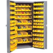 GLOBAL EQUIPMENT Bin Cabinet Deep Door - 132 Yellow Bins, 16 Ga. Unassembled Cabinet 38x24x72 662136YL